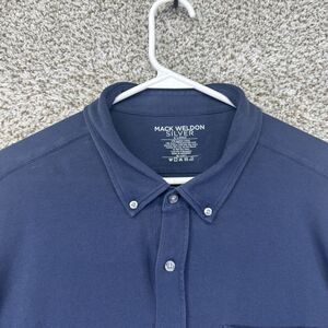 Mack Weldon Silver Shirt Men's XL Long Sleeve Blue Soft Pima Cotton Button Up